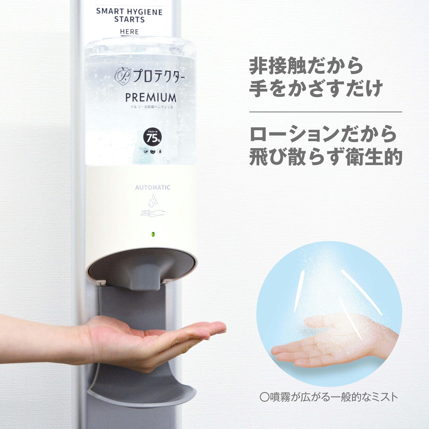 プロテクター アルコール除菌ディスペンサーPREMIUM カートリッジ1本付き(卓上タイプ)